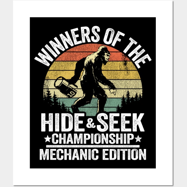 Winners Of The Hide & Seek Championship Funny Mechanic Wall Art by Kuehni